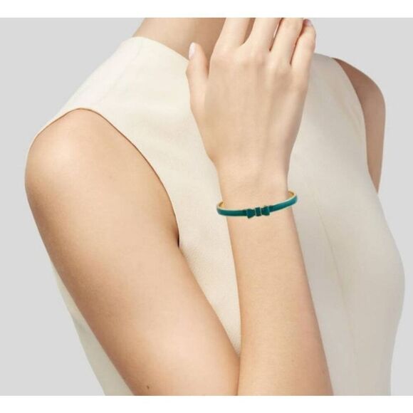 Kate Spade Green and Goldtone bow bangle (PF) - Picture 2 of 5